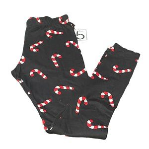 NWT. Black candy cane print leggings